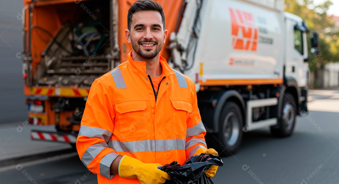 Homem jovem gari sorridente e feliz