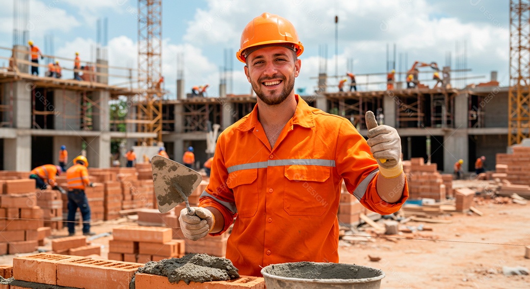 Homem jovem pedreiro