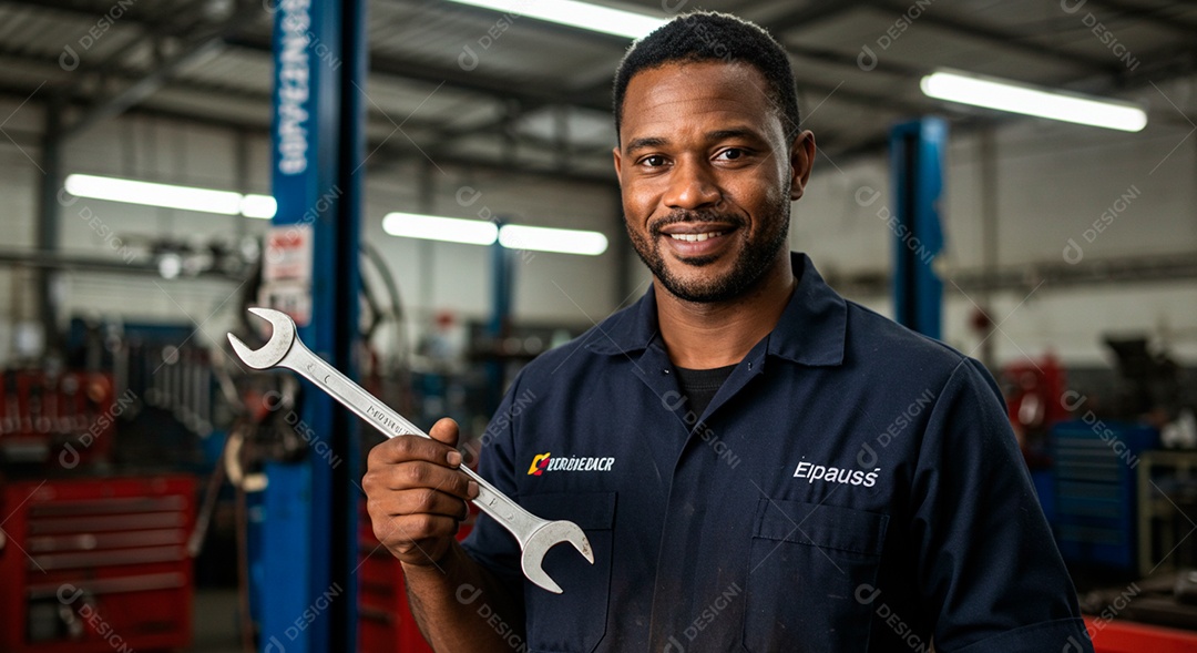 Homem jovem mecânico sobre oficina