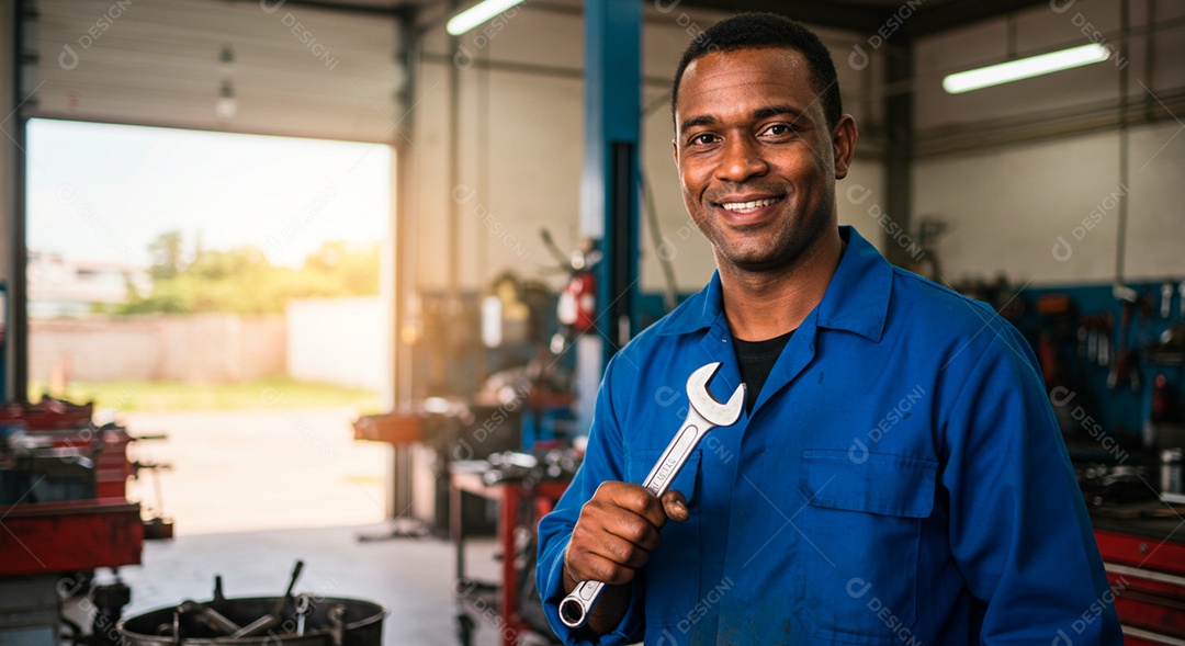 Homem jovem mecânico sobre oficina