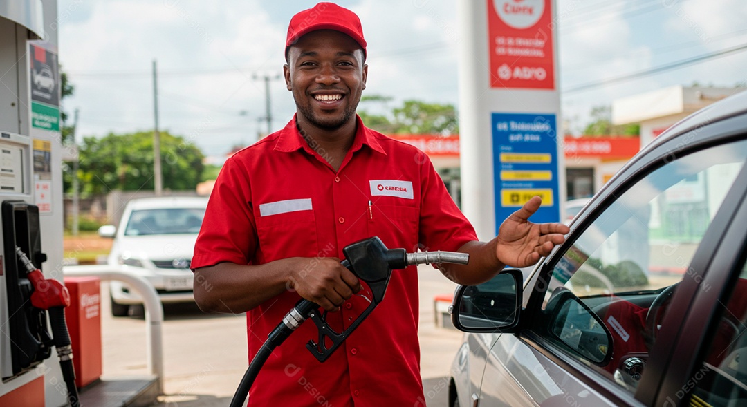 Homem jovem sorridente frentista