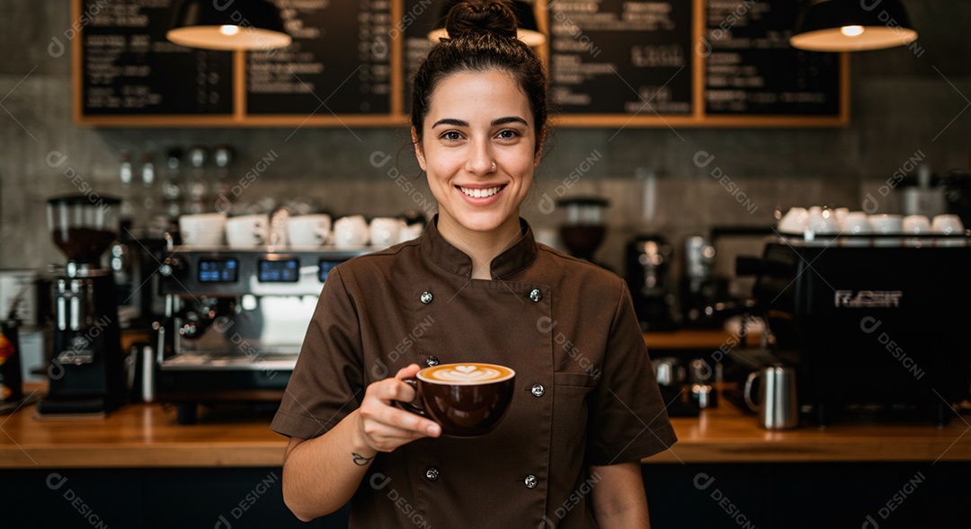 Homem jovem padeiro sorridente segurando bolo sobre padaria