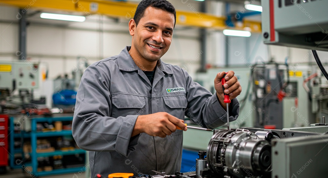 Homem jovem mecânico sobre oficina