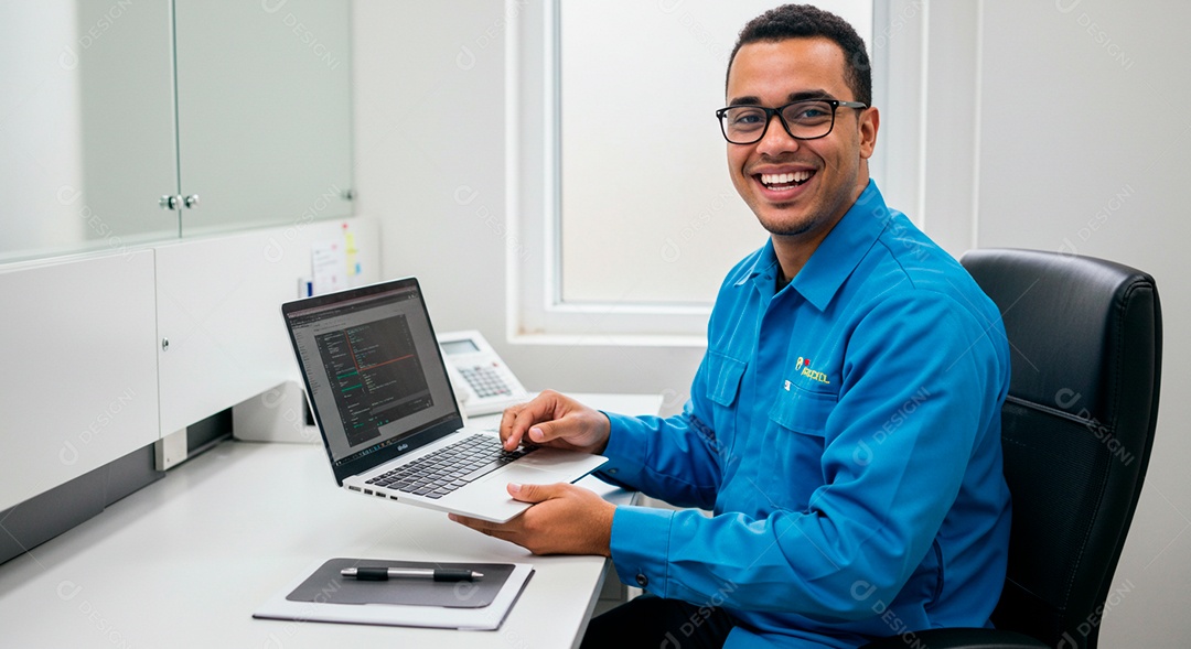 Homem jovem trabalhando de telemarketing