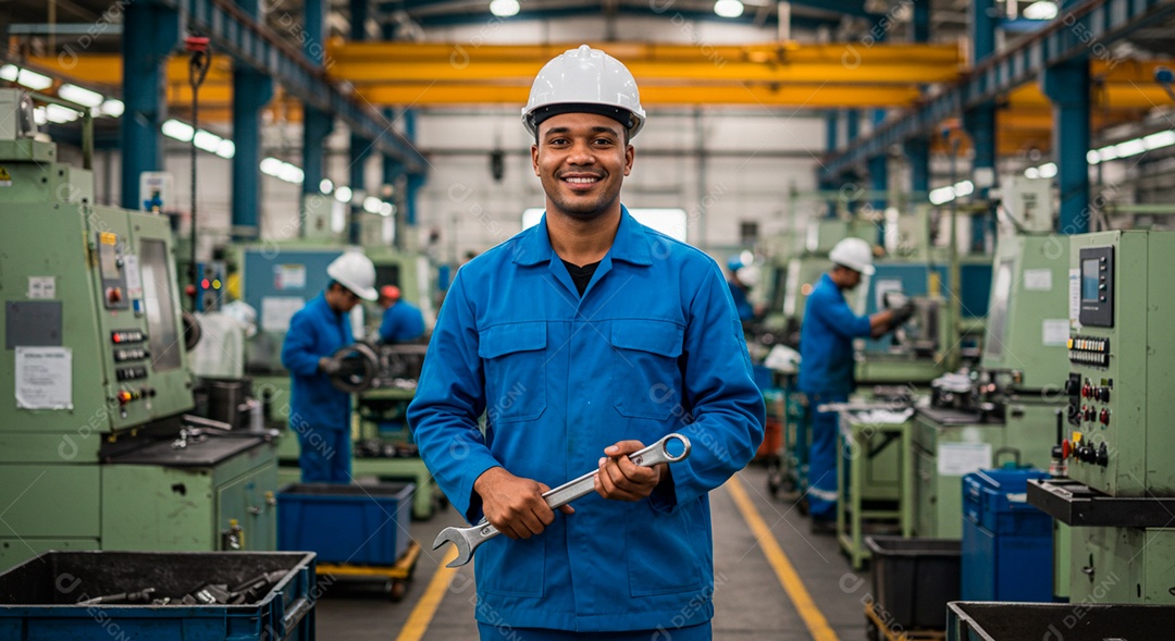 Homem sobre fábrica trabalhando
