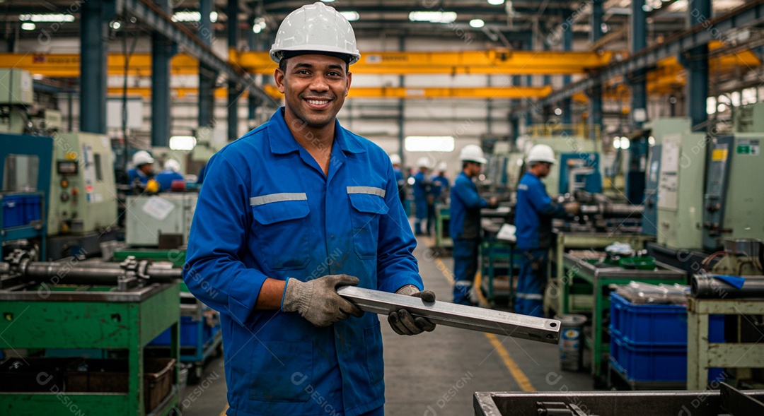 Homem sobre fábrica trabalhando