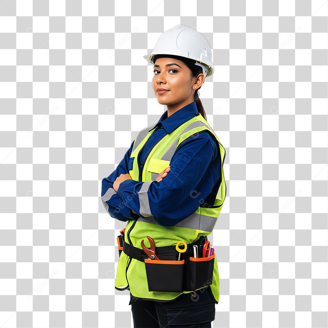 Mulher com Uniforme de Trabalho PNG Transparente