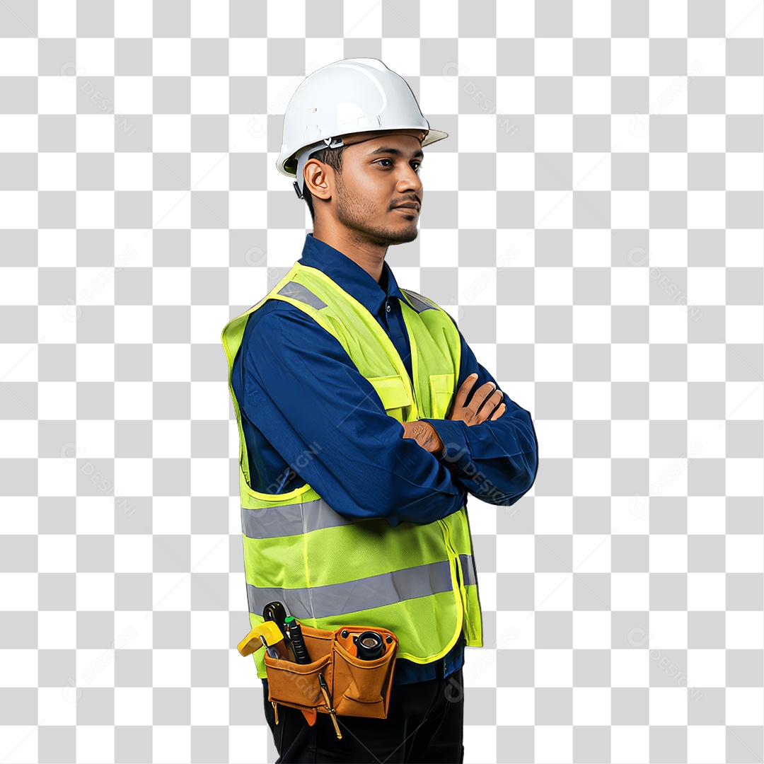 Homem com Uniforme de Trabalho PNG Transparente