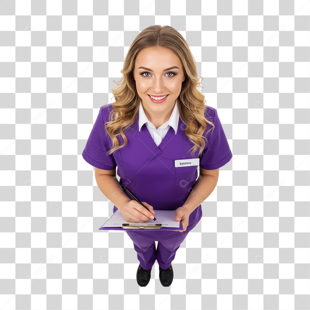 Mulher com Uniforme de Trabalho PNG Transparente