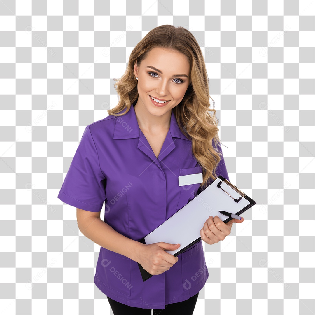 Mulher com Uniforme de Trabalho PNG Transparente