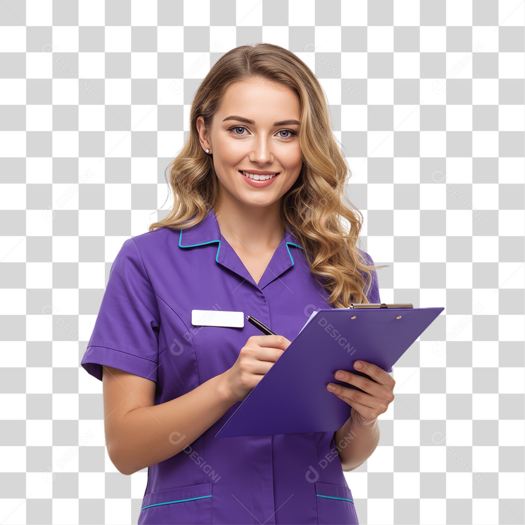 Mulher com Uniforme de Trabalho PNG Transparente