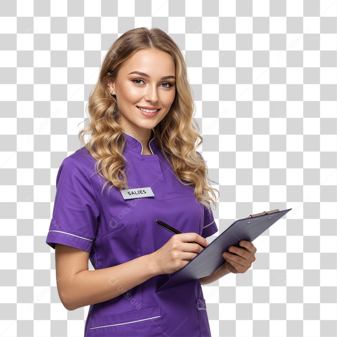 Mulher com Uniforme de Trabalho PNG Transparente