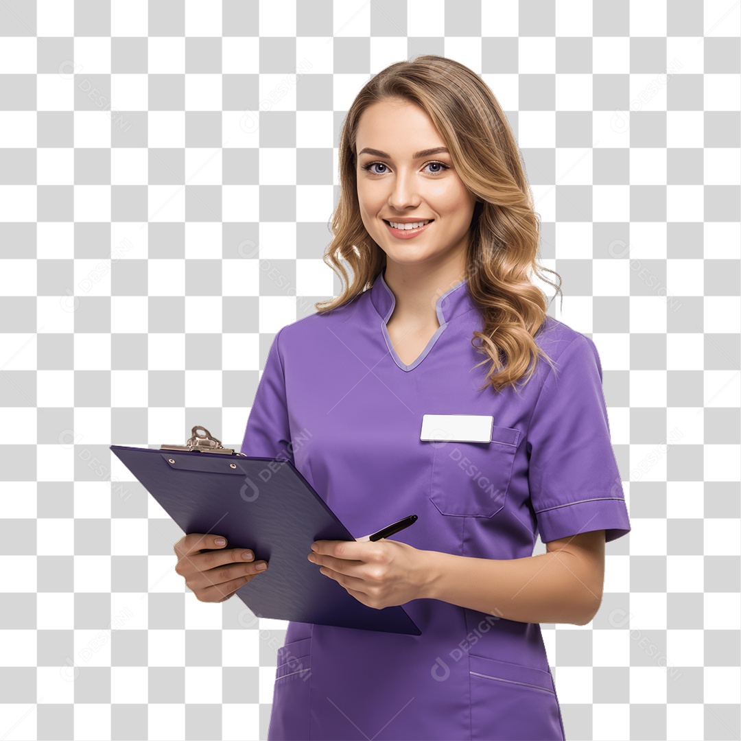 Mulher com Uniforme de Trabalho PNG Transparente