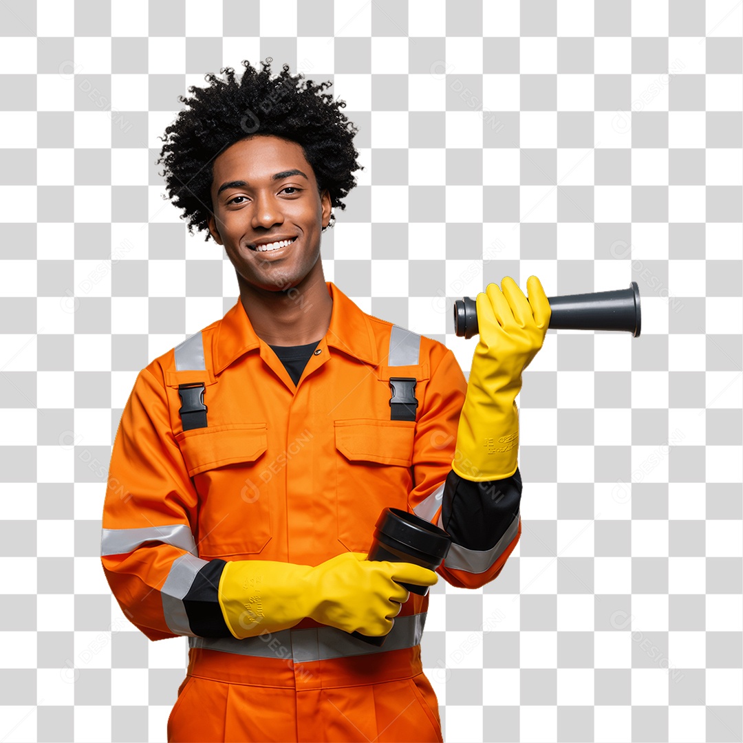 Homem com Uniforme de Trabalho PNG Transparente