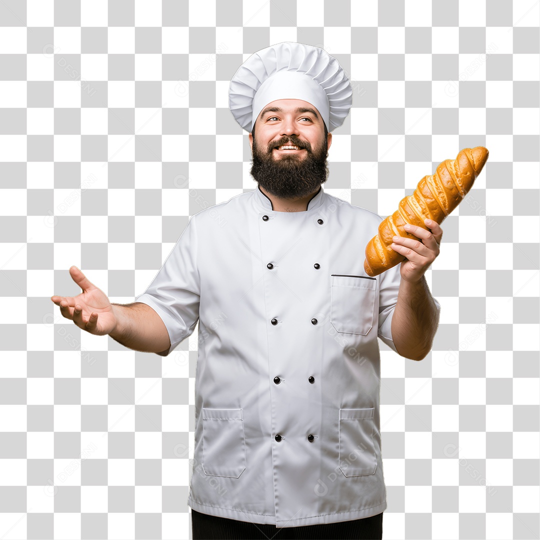 Homem Padeiro com Uniforme de Trabalho PNG Transparente