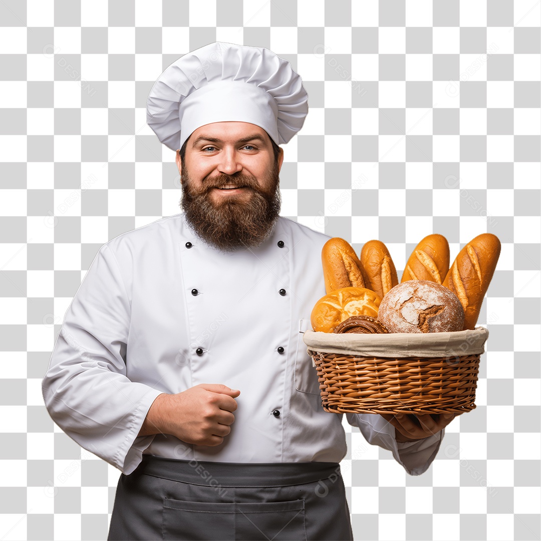 Homem Padeiro com Uniforme de Trabalho PNG Transparente