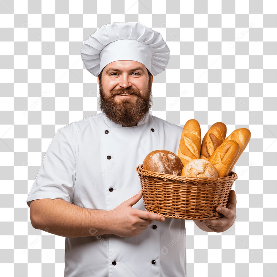 Homem Padeiro com Uniforme de Trabalho PNG Transparente