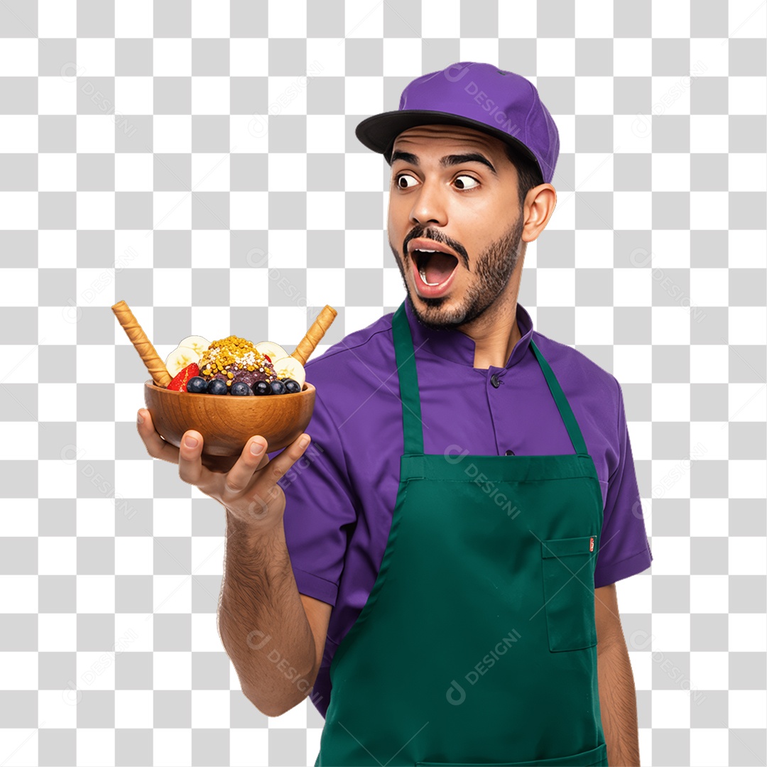 Atendente de Açaíteria PNG Transparente