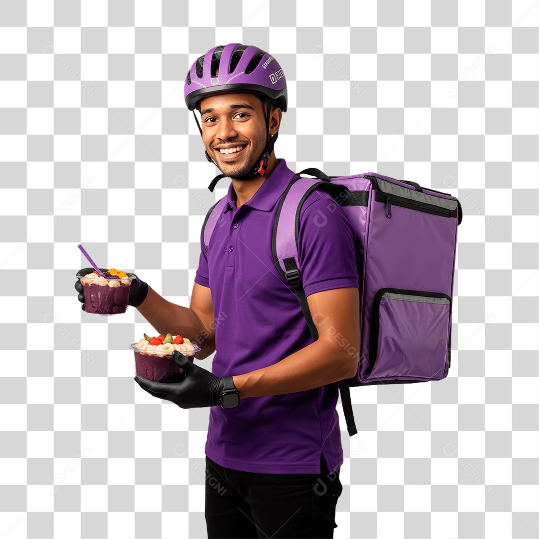 Entregador de Açaí Motoboy PNG Transparente
