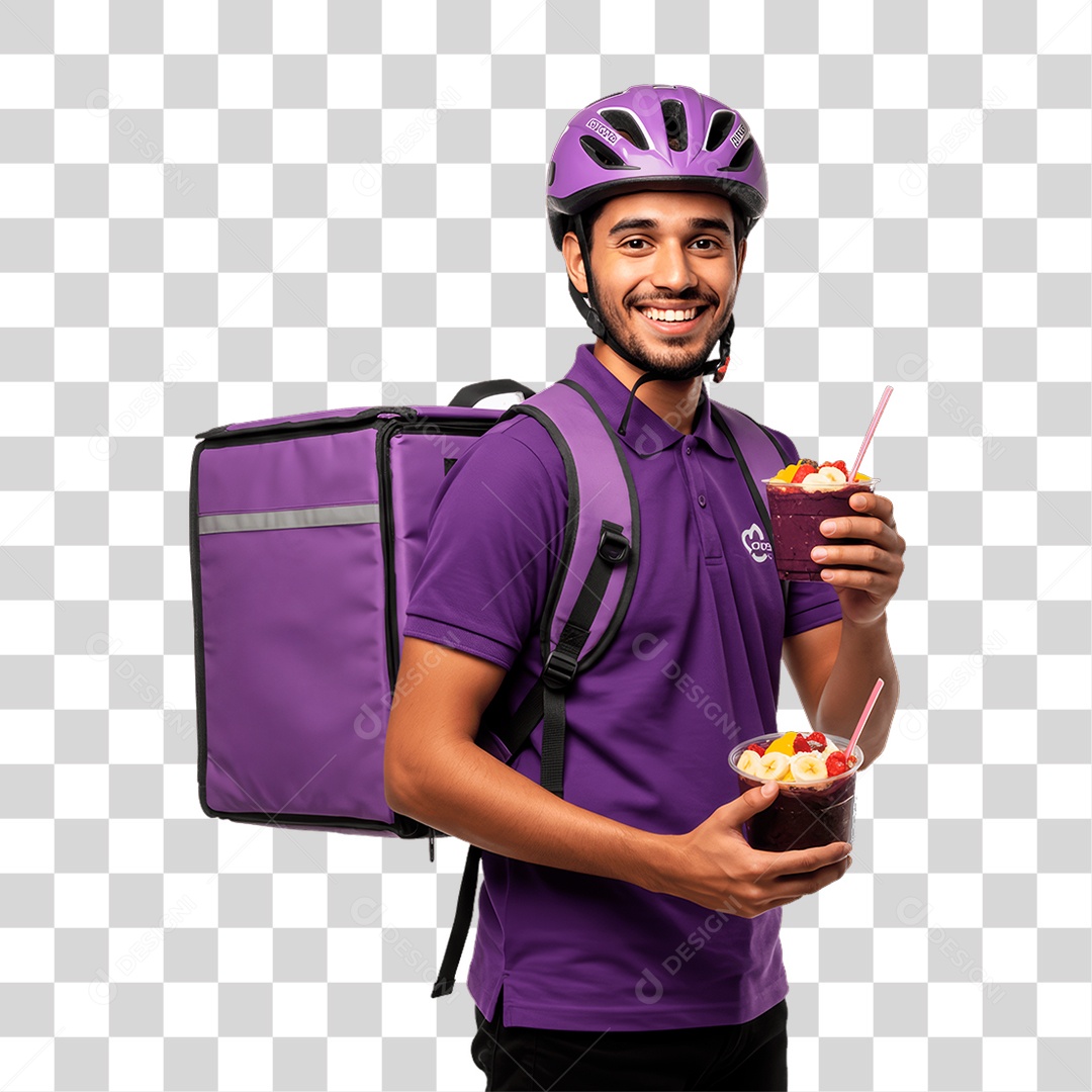 Entregador de Açaí Motoboy PNG Transparente