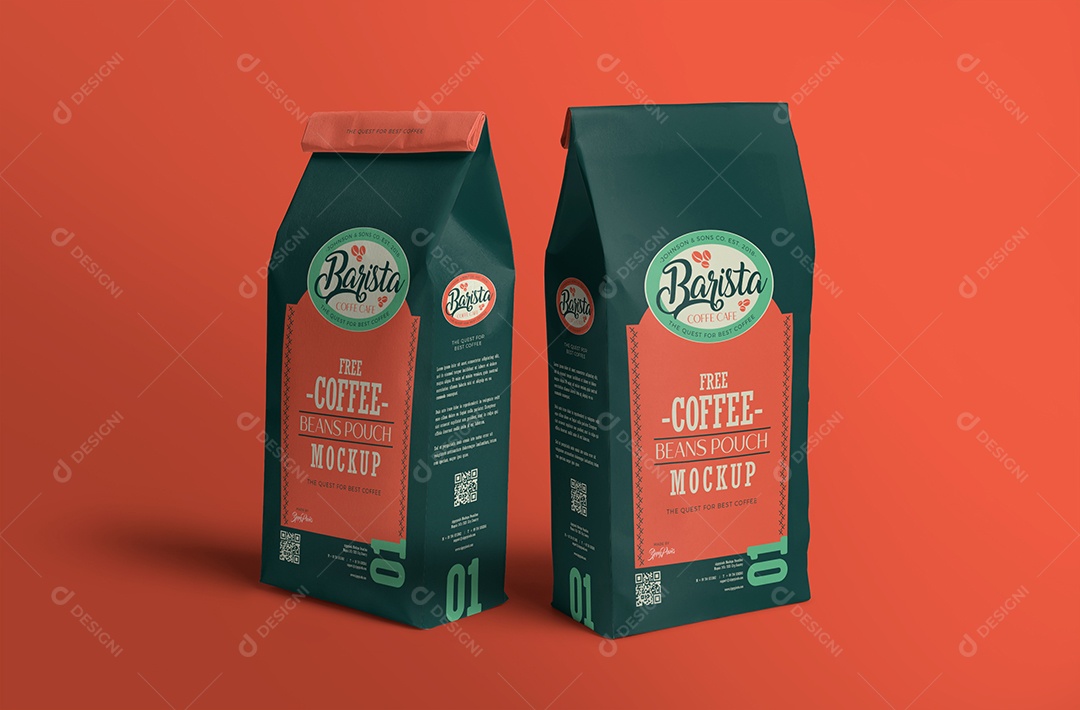 Mockup Dois Pacotes de Café PSD Editável