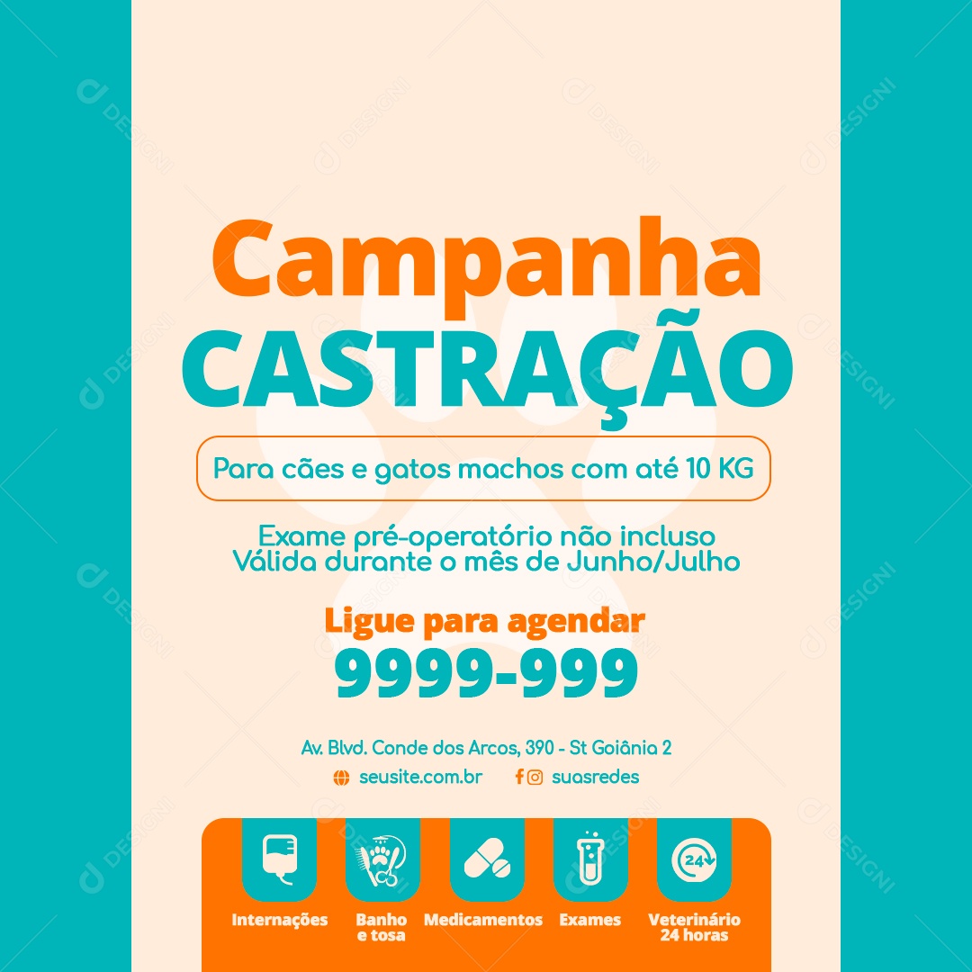 Petshop Campanha Castração Social Media PSD Editável
