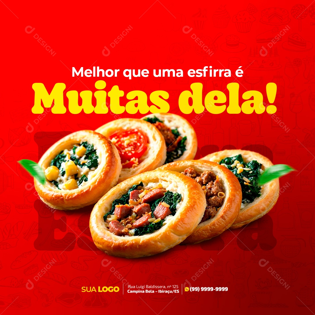 Feed Pizzaria Melhor Que Uma Esfirra é Muitas Delas Social Media PSD Editável