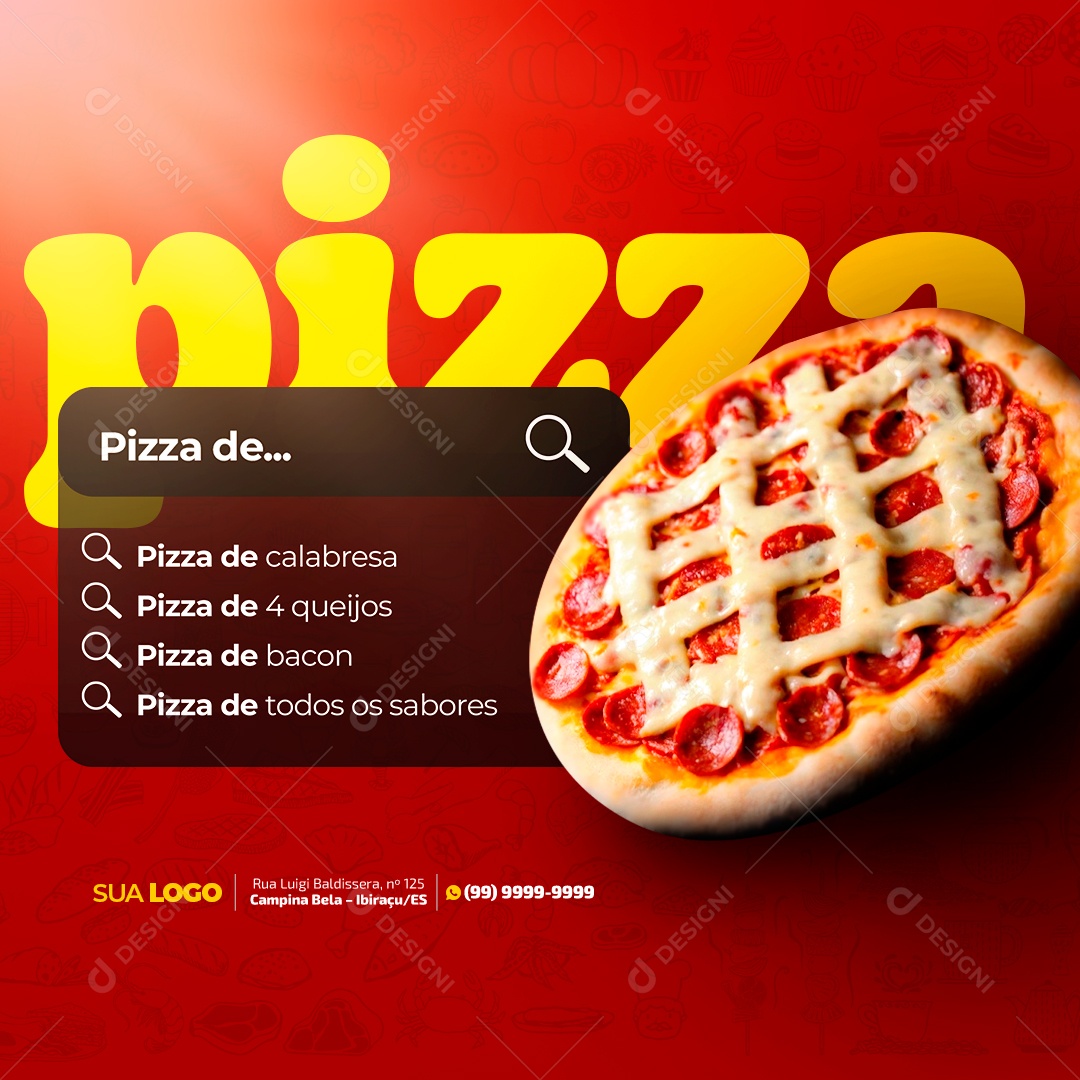 Feed Pizzaria Pesquisa Pizza de... Social Media PSD Editável