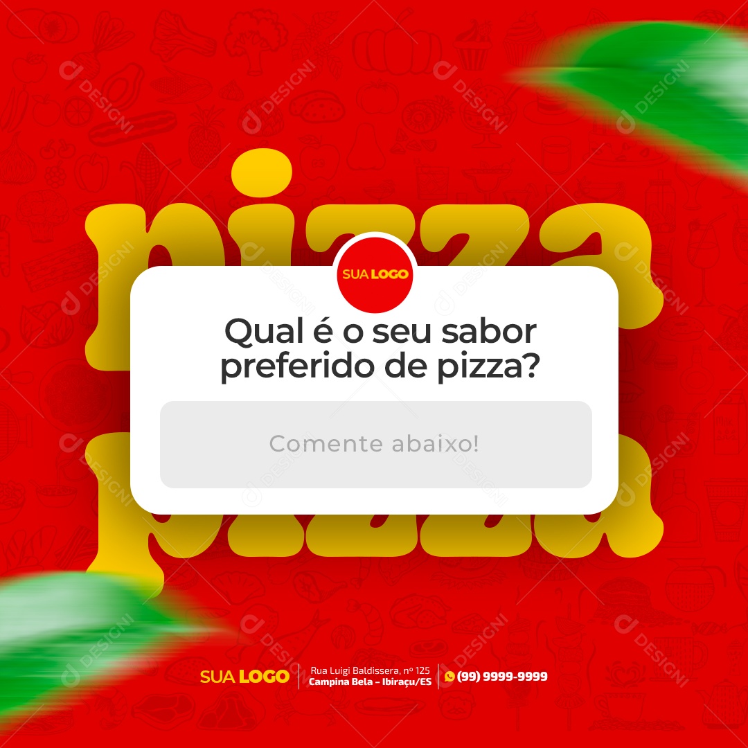 Feed Pizzaria Qual é o Seu Sabor Preferido de Pizza? Social Media PSD Editável