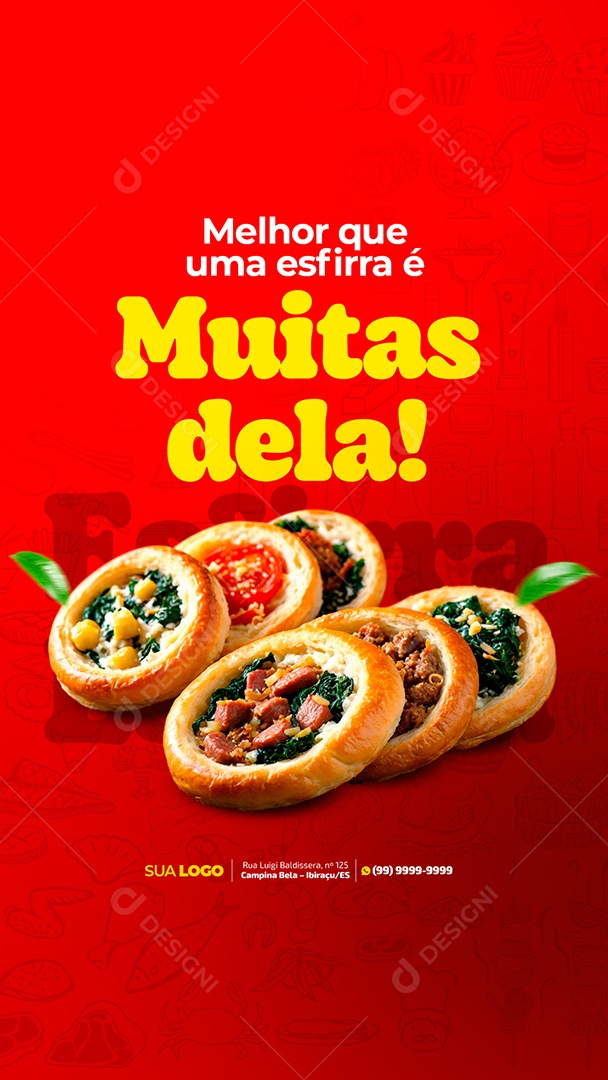 Story Pizzaria Melhor Que Uma Esfirra é Muitas Delas Social Media PSD Editável