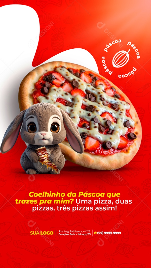 Story Pizzaria Coelhinho Da Páscoa O Que Trazes Para Mim? Social Media PSD Editável