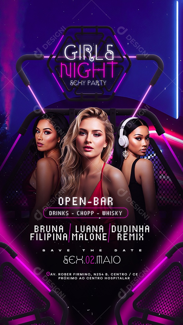 Story Flyer Girls Night Sexy Party Social Media PSD Editável