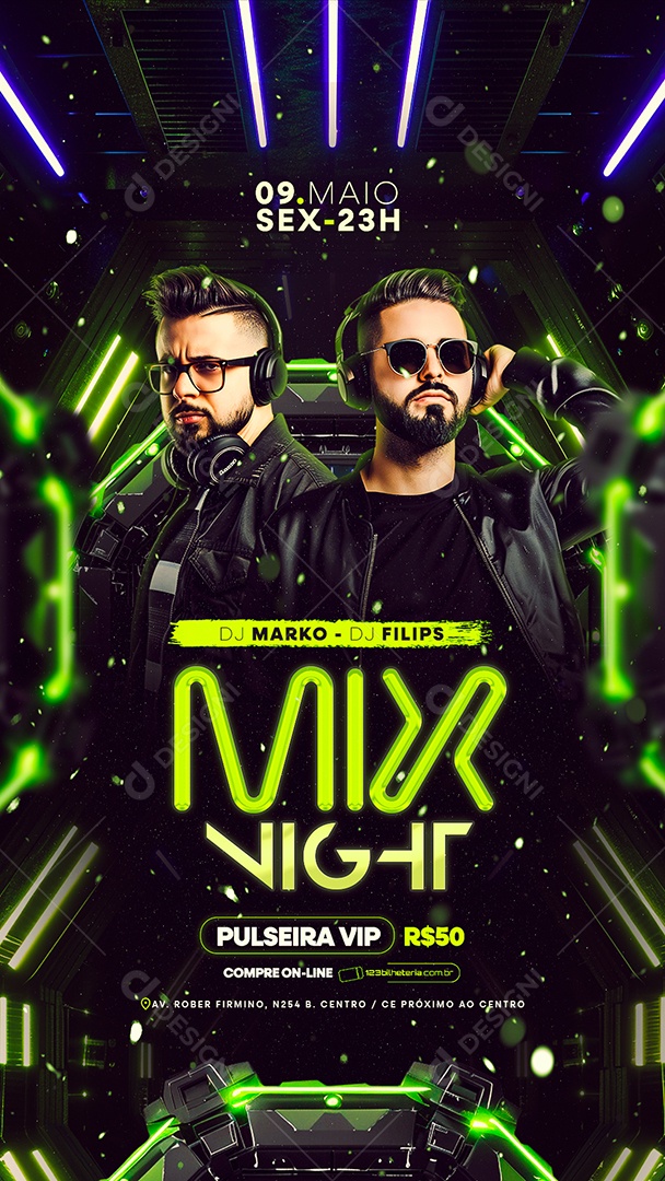 Story Flyer DJ Marko DJ Filips Mix Night Social Media PSD Editável