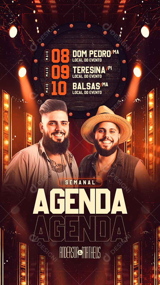Story Flyer Agenda Semanal Anderson e Matheus Social Media PSD Editável