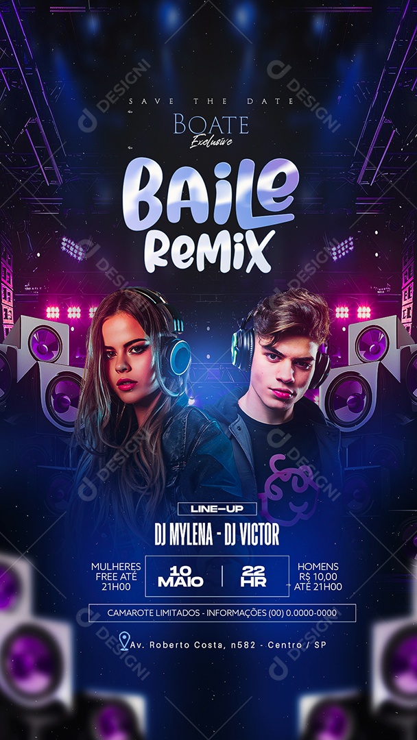 Story Flyer Baile Remix Social Media PSD Editável