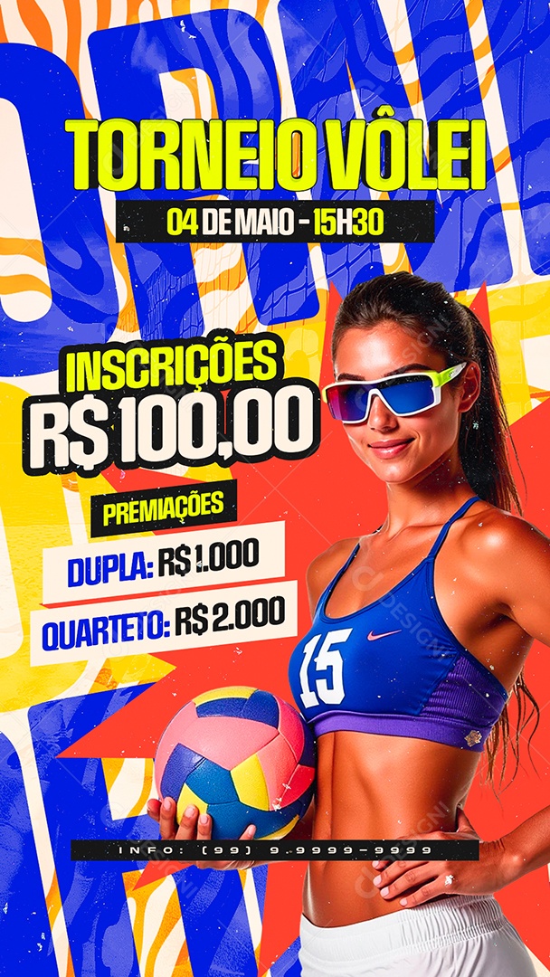 Story Flyer Torneio de Vôlei Social Media PSD Editável