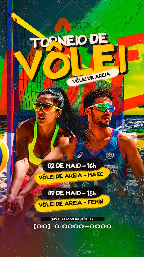 Story Flyer Torneio de Vôlei de Areia Social Media PSD Editável