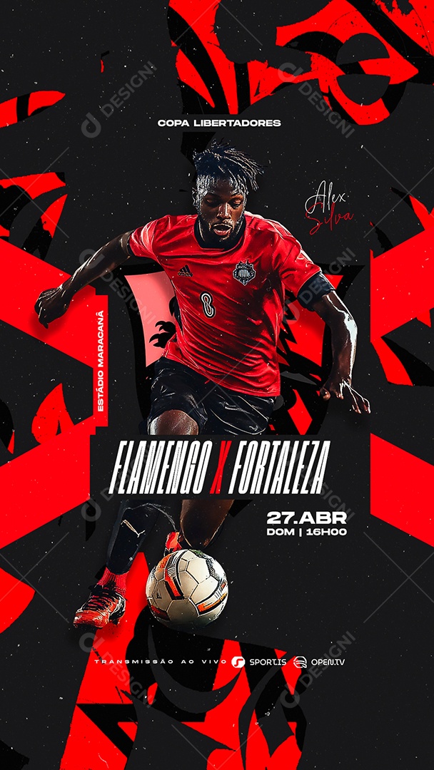 Story Copa Libertadores Flamengo x Fortaleza Social Media PSD Editável