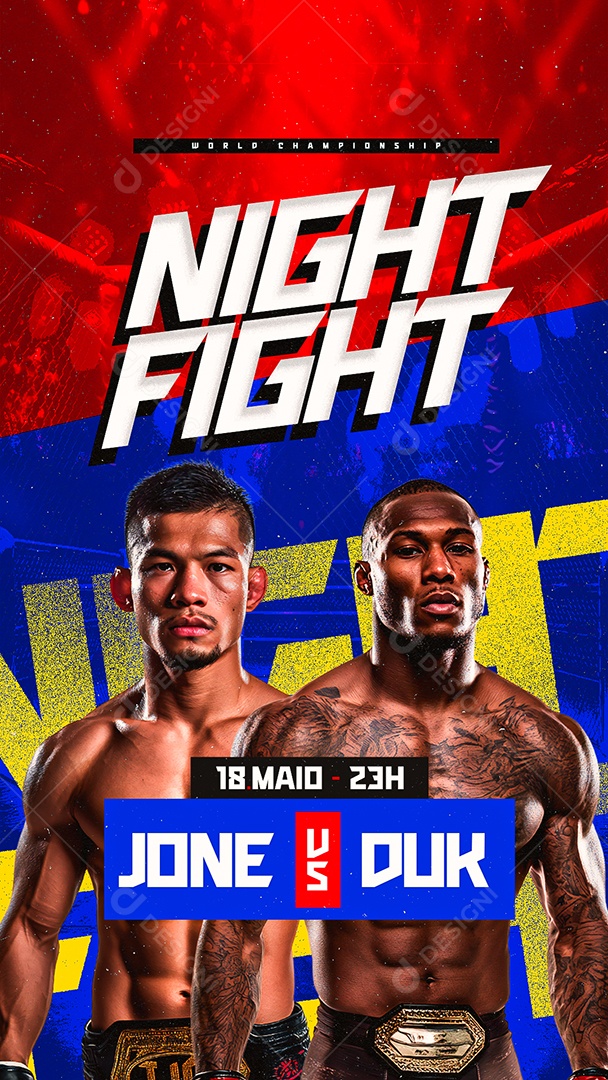Story Flyer Fight Night Jone VS Duk Social Media PSD Editável