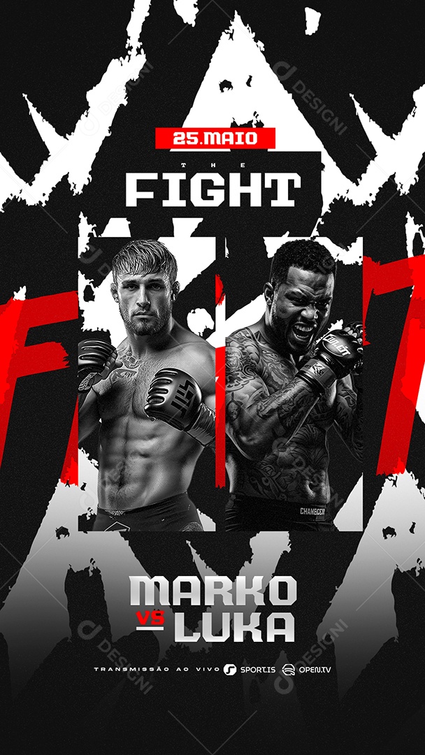Story Flyer The Fight Marko VS Luka Social Media PSD Editável