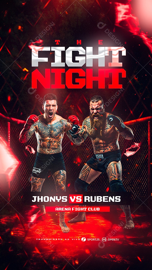Story Flyer The Fight Night Jhonys VS Rubens Social Media PSD Editável