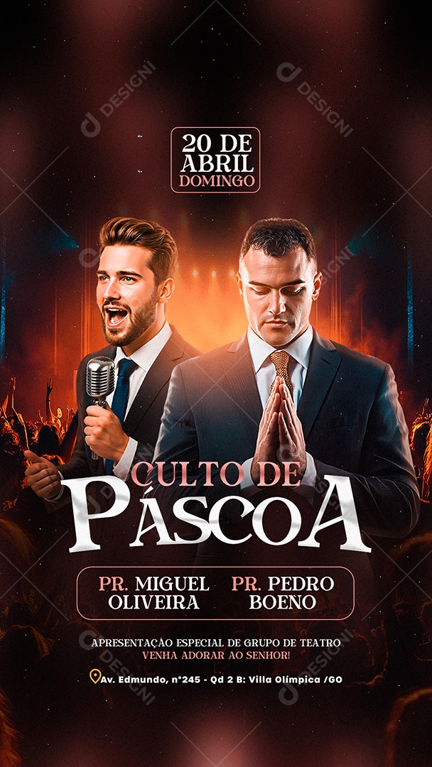 Story Flyer Culto de Páscoa Gospel Social Media PSD Editável