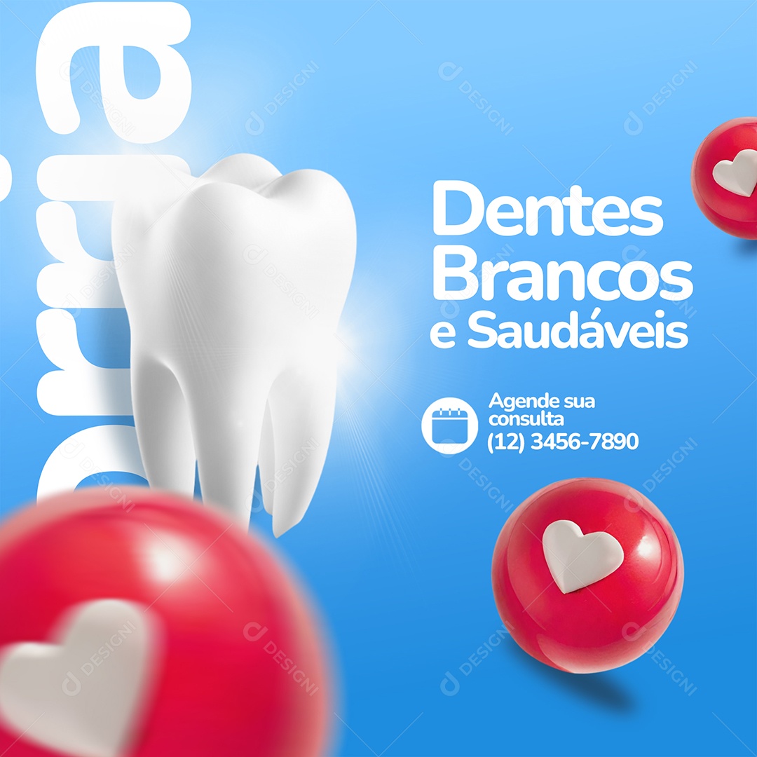 Odonto Dentes Brancos e Saudáveis Social Media PSD Editável