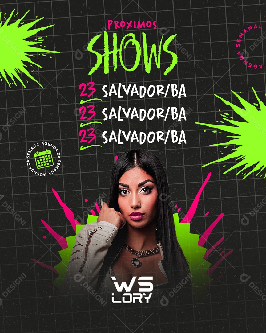 Flyer Agenda Próximos shows Social Media Feed PSD Editável