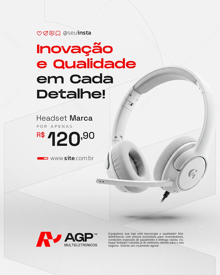 Story Loja de Eletrônicos Fone Headset Inovação e Qualidade Social Media PSD Editável