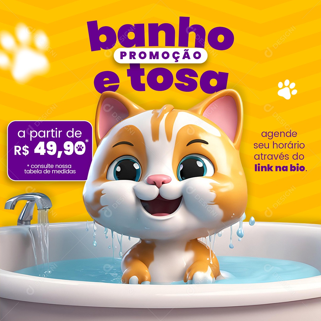 Petshop Banho Prpmoção e Tosa Social Media PSD Editável