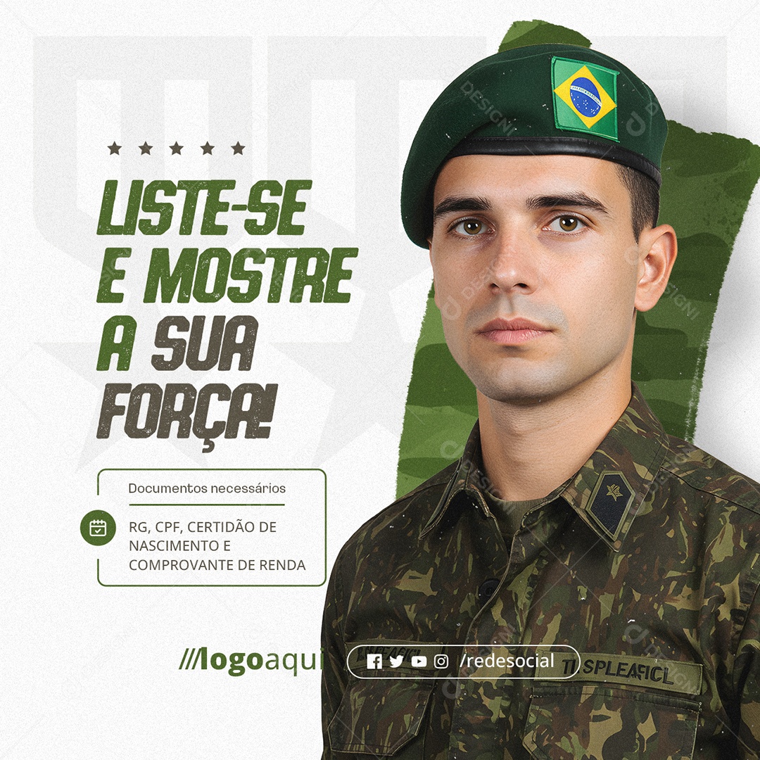 Alistamento Militar Liste-Se e Mostre a Sua Força Social Media PSD Editável