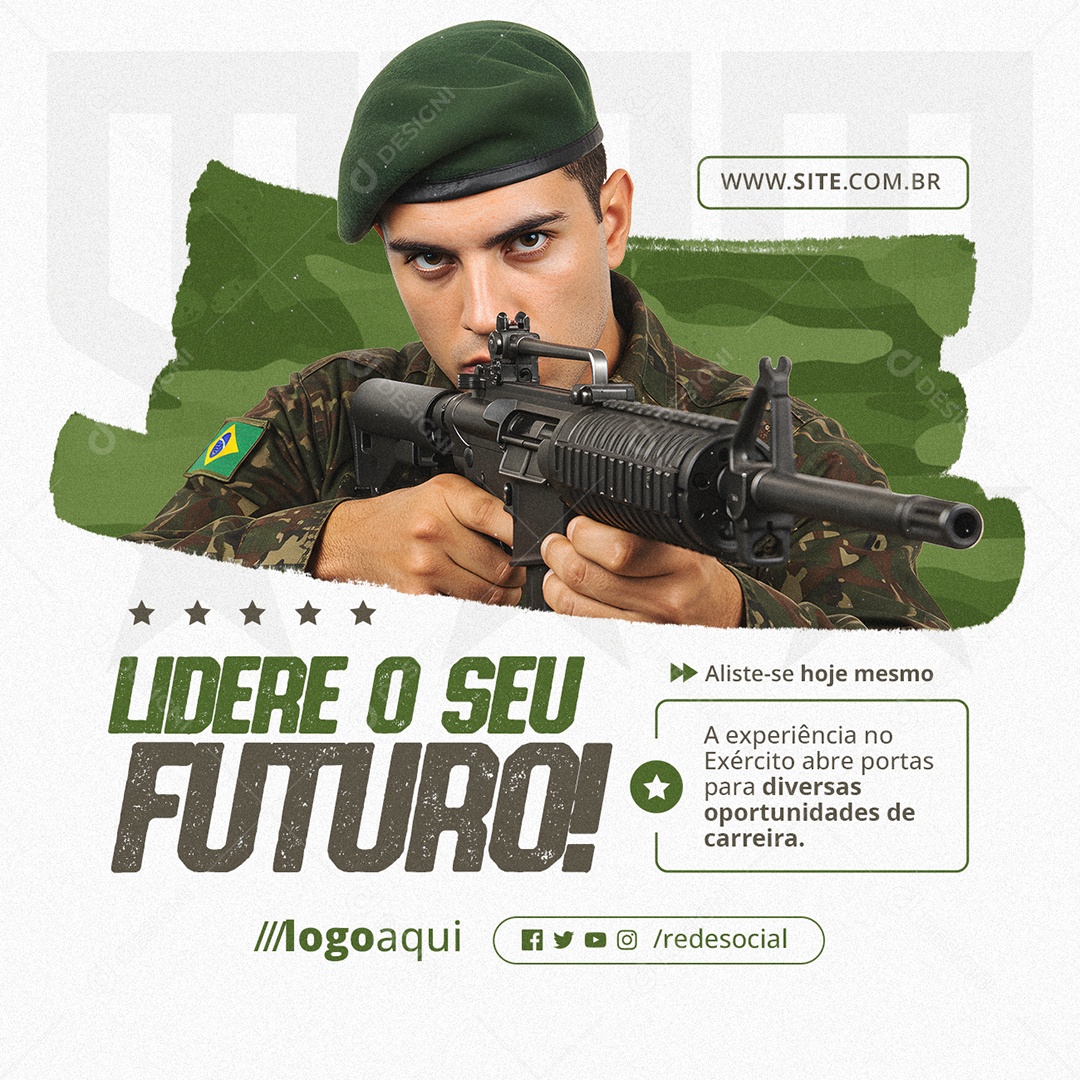 Alistamento Militar Lidere o Seu Futuro Social Media PSD Editável