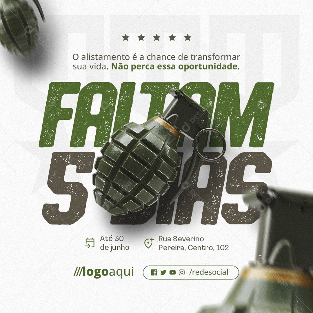 Alistamento Militar Faltam Cinco Dias Social Media PSD Editável
