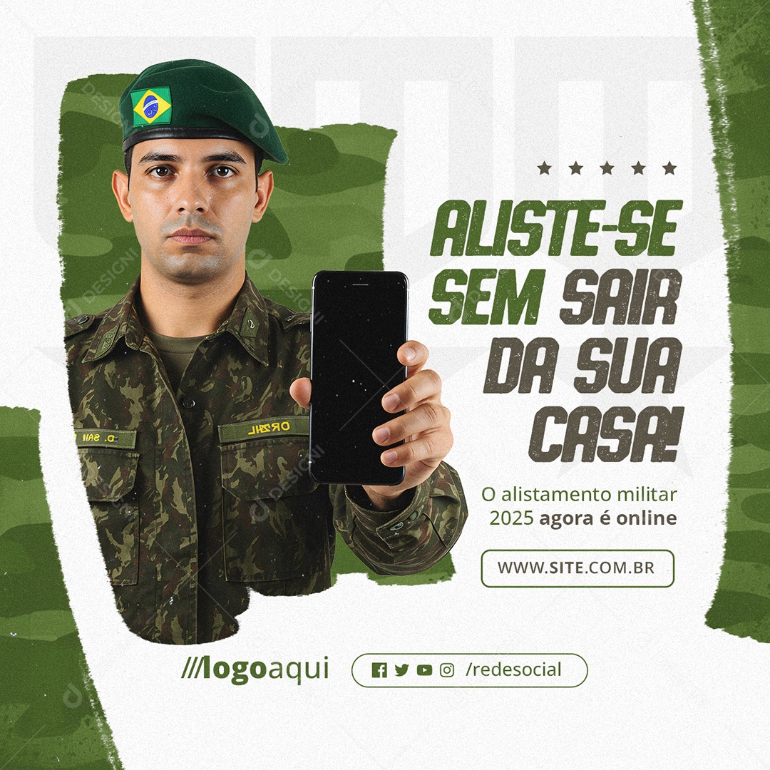 Alistamento Militar Aliste-Se Sem Sair da Sua Casa Social Media PSD Editável